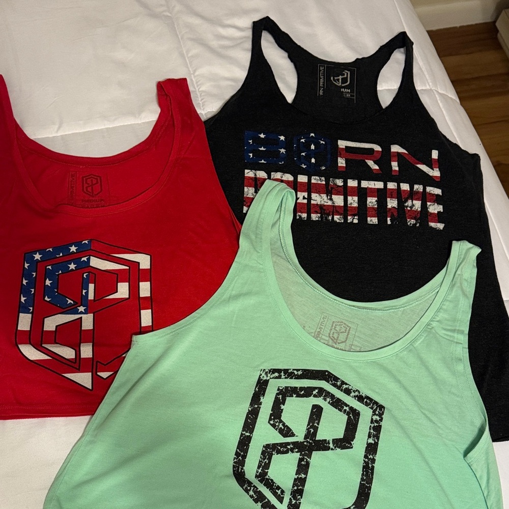 Born Primitive Red, Black, and Mint Tank Tops